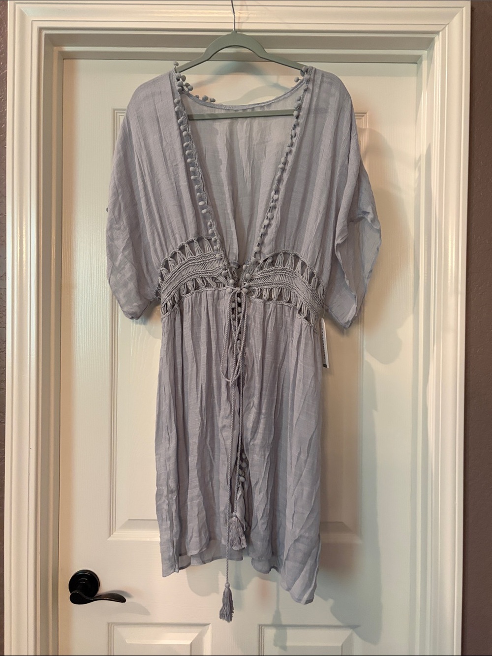NWT EARTHBOUND Trading Co. Gray Cardigan Wrap Swimsuit Coverup